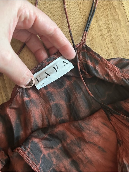 FARA Zen Silk High Low Dress Sz S/M red shibori tie dye beachy - Picture 8 of 11